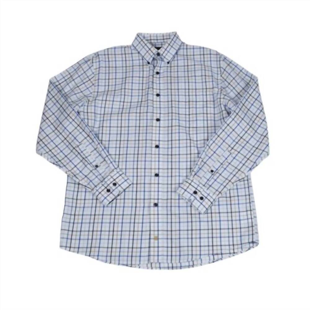 NEW F/X FUSION men's long sleeve check shirt in white/blue/pink